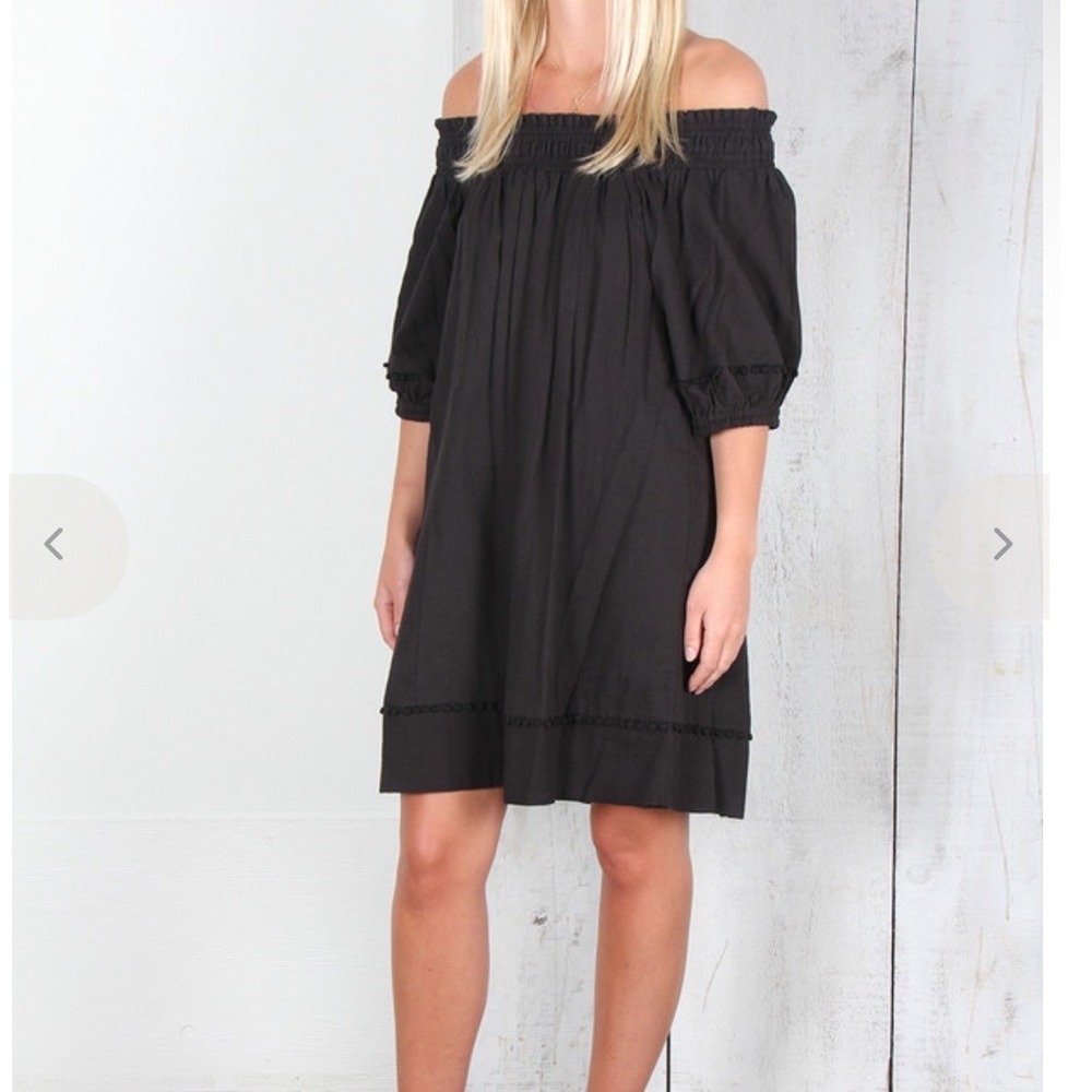 APIECE‎ APART Black Felina off the shoulder dress Gaze Cotton Dress Size 6